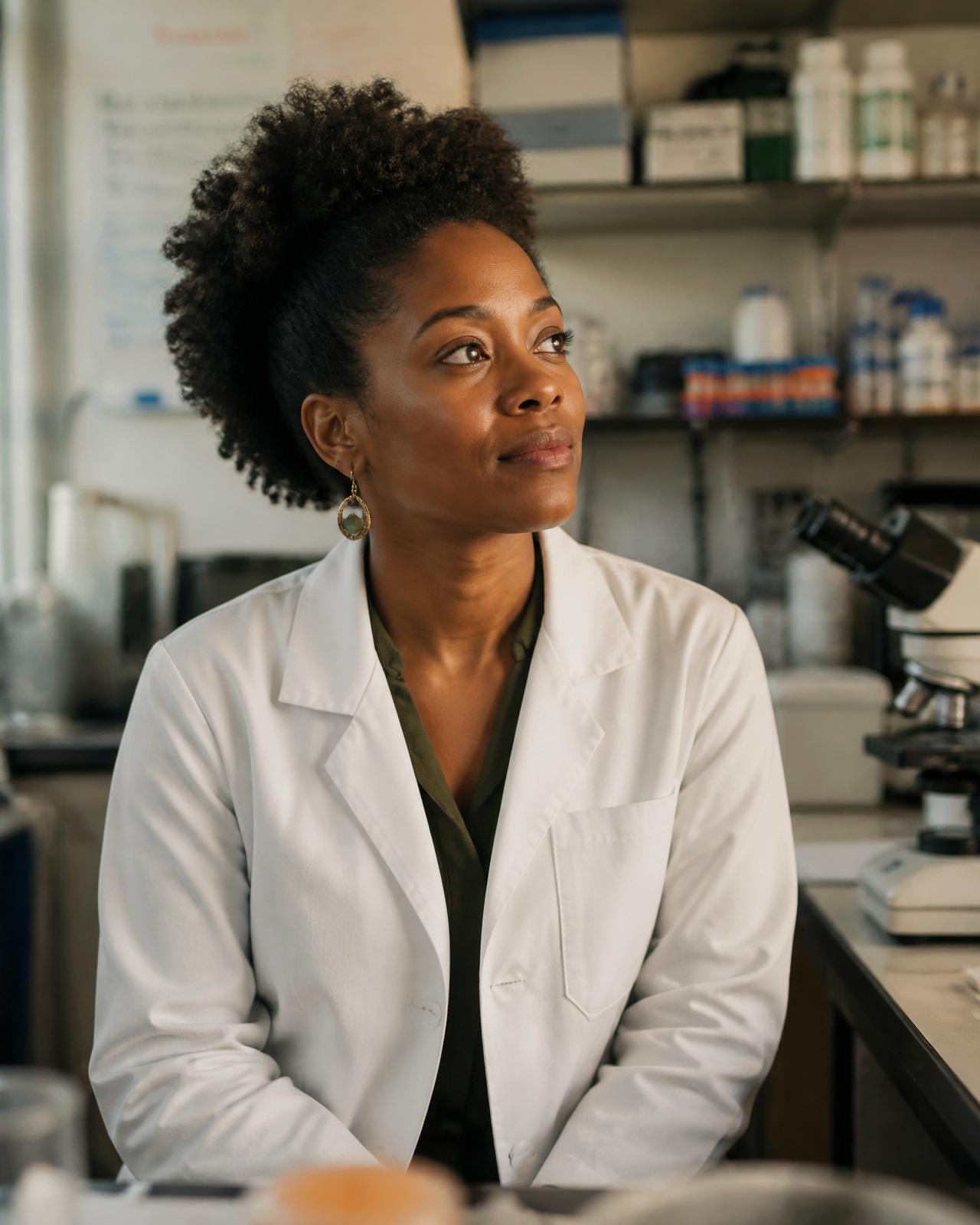Portrait of a Black woman scientist in a research laboratory